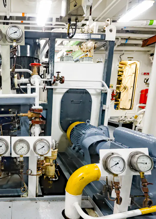 Marine pump system with electrical motors, gauges and pipelines